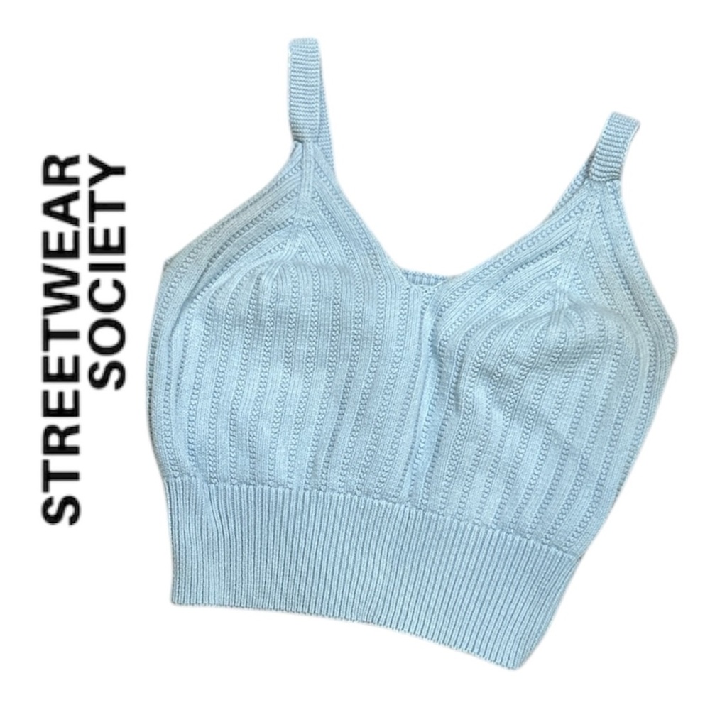 Streetwear Society Women’s‎ Knit Baby Blue Crop Tank - Size L